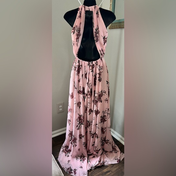 Marchesa Notte Carrara Blush Floral Halter Lurex ‎ Maxi  SZ 2 pink Cottage Core - Picture 8 of 16